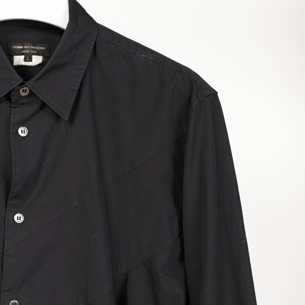 Comme des Garcons Homme Plus Black Cotton-Poplin Diagonal-Panel Buttoned Shirt - Picture 5 of 11